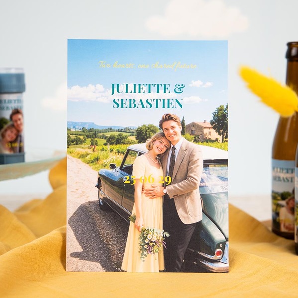 Staande trouwkaart met foto in vintage look TA0110-2600069-15-100