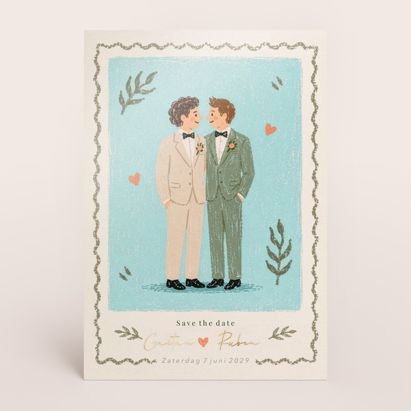 Bruiloft uitnodiging met tekening van trouwkoppel TA0110-2600075-15-0
