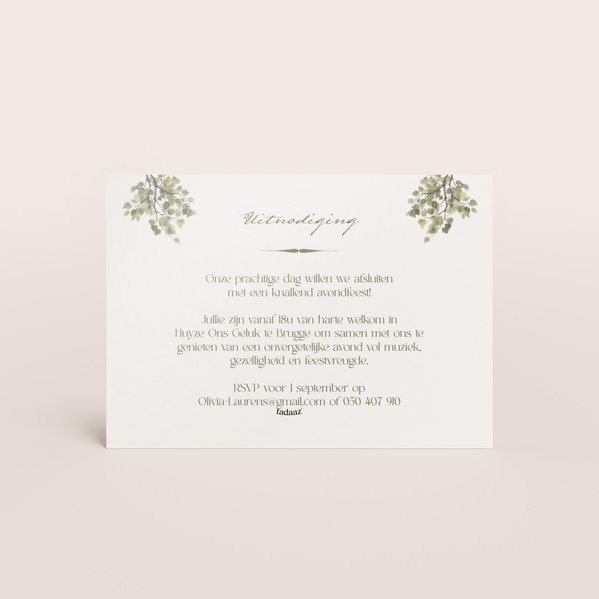 Liggend receptiekaartje met aquarel illustratie van trouwlocatie TA0112-2600018-15-1