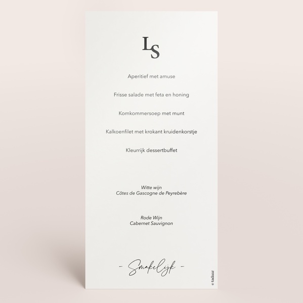 Witte menukaart minimal TA0120-2100001-15-1