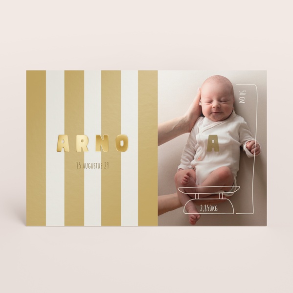Geboortekaart met verticale strepen, foto en doodles TA05500-2600117-15-0