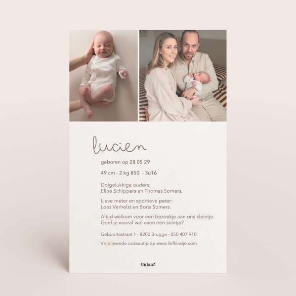 Staande geboortekaart met foto, naam en datum TA05500-2600120-15-1