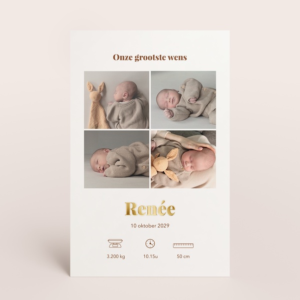Staande geboortekaart met fotocollage en geboortedetails TA05500-2600124-15-0