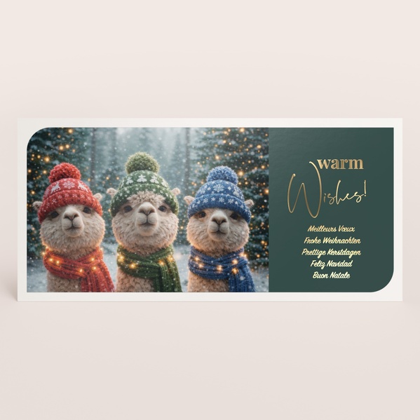 Grappige, zakelijke kerstkaart met goudfolie en alpaca's TA1187-2600002-15-0