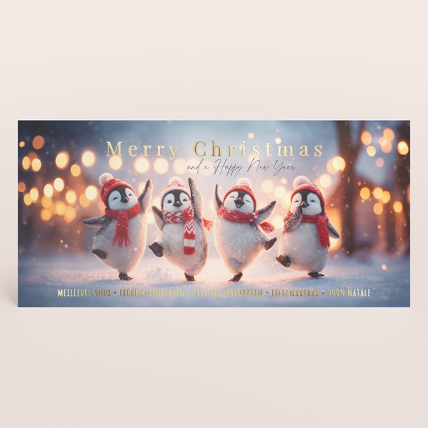 Grappige, zakelijke kerstkaart met dansende pinguïns TA1187-2600003-15-0