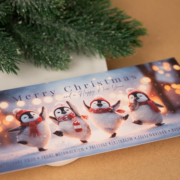 Grappige, zakelijke kerstkaart met dansende pinguïns TA1187-2600003-15-100