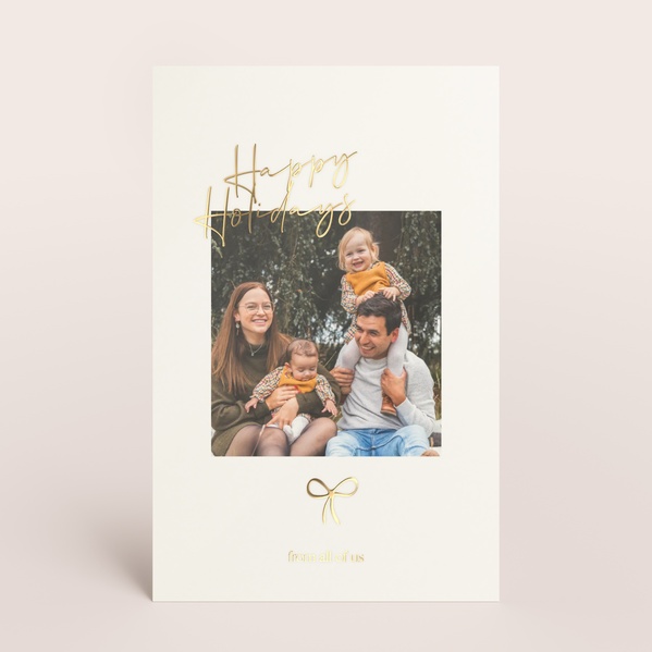 Staande kerstkaart 'Happy Holidays' met foto, strikje en goudfolie TA1188-2600035-15-0