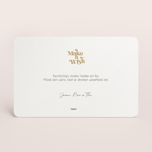 Liggende kerstkaart met goudfolie 'make a wish' en foto TA1188-2600036-15-1