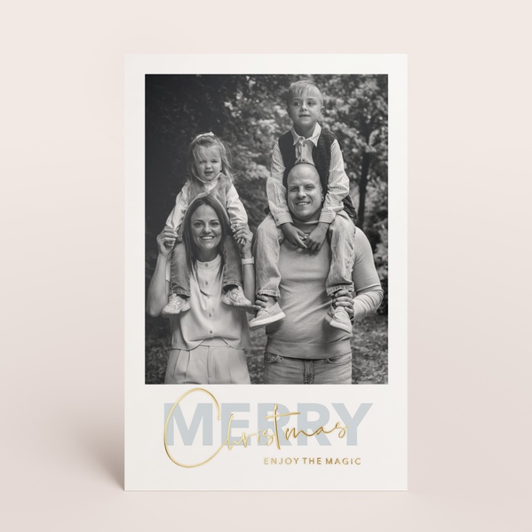 Staande kerstkaart met zwart-wit foto en 'Merry Christmas' TA1188-2600064-15-0
