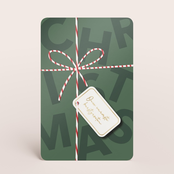 Staande kerstkaart in groen met geschenkontwerp en goudfolie TA1188-2600100-15-0