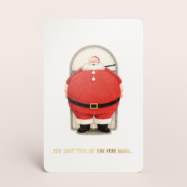 Grappige kerstkaart met kerstman op weegschaal TA1188-2600101-15-0