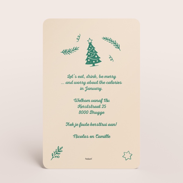 Stijlvolle uitnodiging kerstdiner met illustraties en goudfolie TA1188-2600102-15-1