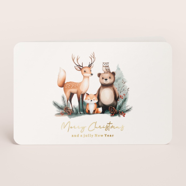 Dubbele kerstkaart met bosdieren in winterlandschap TA1188-2600107-15-0