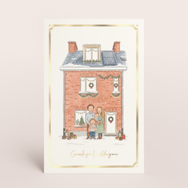 Kerstkaart met persoonlijke AI-illustratie van huis en gezin TA1188-2600108-15-0