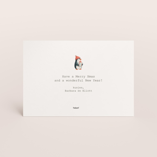 Liggende kerstkaart met schattige ijsbeer en pinguins TA1188-2600111-15-1