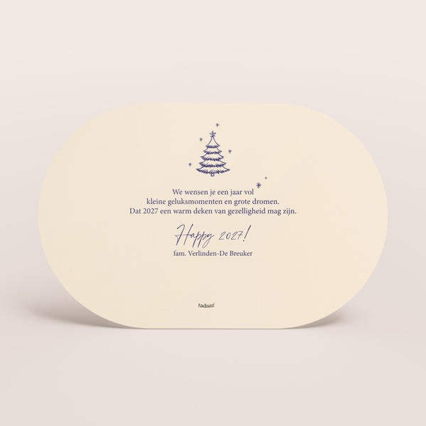 Ovale kerstkaart met jaartal, kerstboom en goudfolie TA1188-2600123-15-1