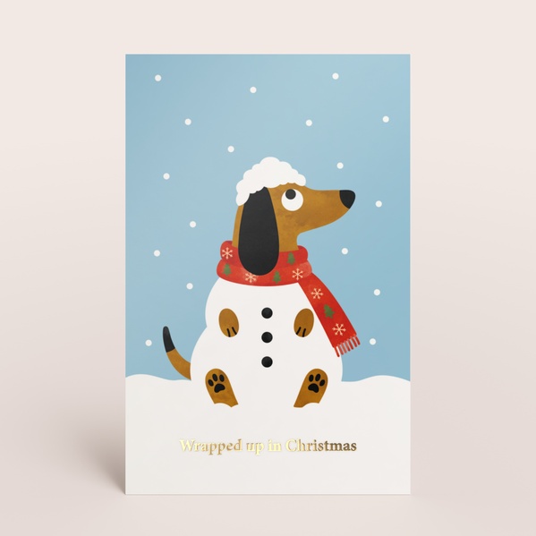 Grappige kerstkaart met schattige hond in sneeuw TA1188-2600133-15-0