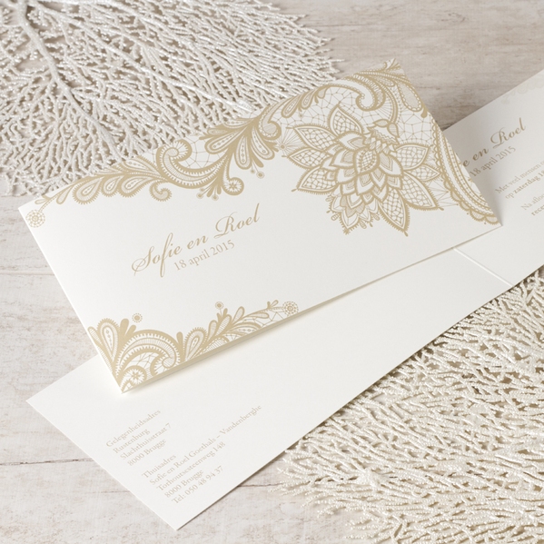 romantische trouwkaart met beige kantmotief TA0110-1400002-15 1