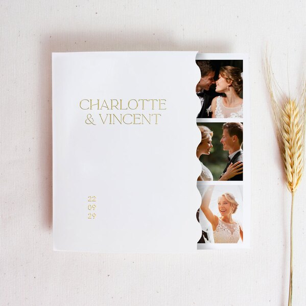 stijlvolle trouwkaart met gegolfde rand en goudfolie TA0110-2200057-15 1