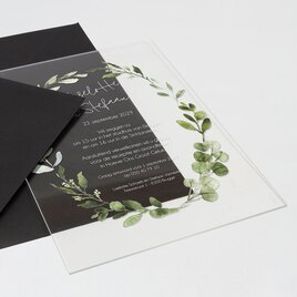 acryl trouwkaart met groene bloemenkrans TA0110-2300015-15 2