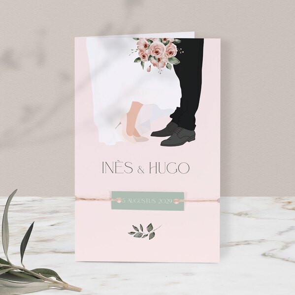 pocketfold trouwkaart met romantische illustratie bruidspaar TA0110-2300044-15 1