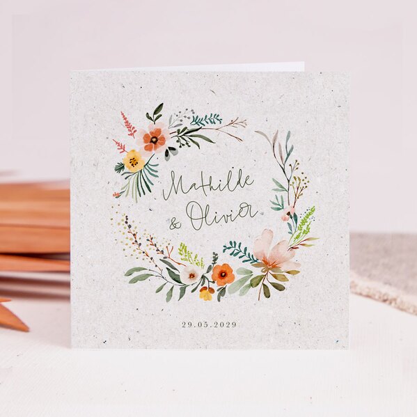 romantische trouwkaart natuurpapierlook met bloemenkrans TA0110-2300057-15 1