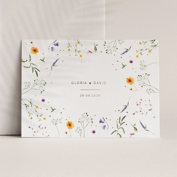 stijlvolle a5 trouwkaart met bloemen en goudfolie TA0110-2300058-15 1
