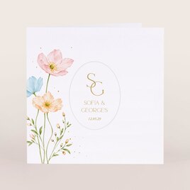 vierkante trouwkaart met bloemenillustratie en preegdruk TA0110-2600090-15 1
