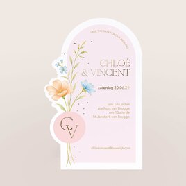 originele trouwkaart met bloemen goudfolie en originele vorm TA0110-2600091-15 1