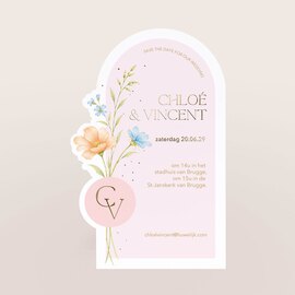 originele trouwkaart met bloemen goudfolie en originele vorm TA0110-2600091-15 1