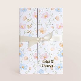 staande trouwkaart drieluik met bloemenmotief goudfolie en lint TA0110-2600092-15 1
