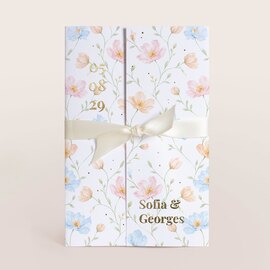 staande trouwkaart drieluik met bloemenmotief goudfolie en lint TA0110-2600092-15 1