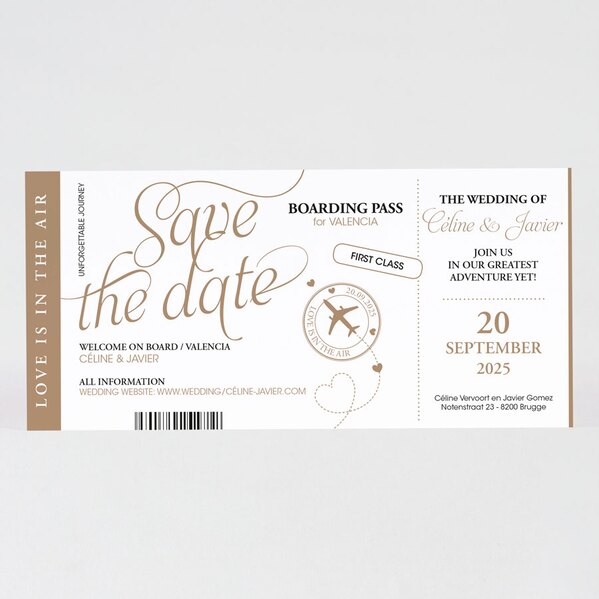 save the date boarding pass TA0111-1800017-15 1