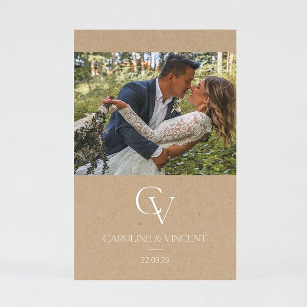 bruiloft bedankkaartje met foto van het trouwkoppel en initialen TA0117-2300002-15 1