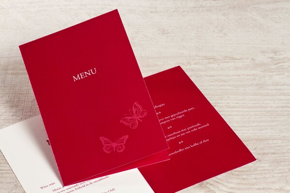 rode menukaart met vlinders TA0120-1300002-15 1