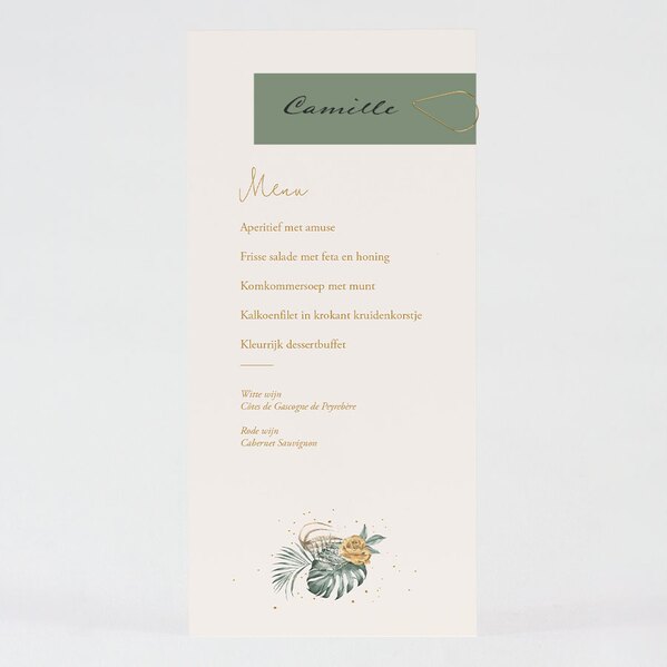 menukaart met naamkaartje en gouden paperclip TA0120-2000001-15 1