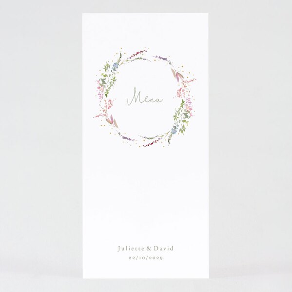 stijlvolle menukaart bruiloft met bloemenkrans TA0120-2200010-15 1