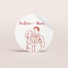 hippe naamsticker huwelijk met lijntekening van trouwkoppel TA01905-2600034-15 1