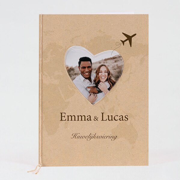 bruiloft liturgieboekje kraft met foto en vliegtuig TA01910-2300001-15 1