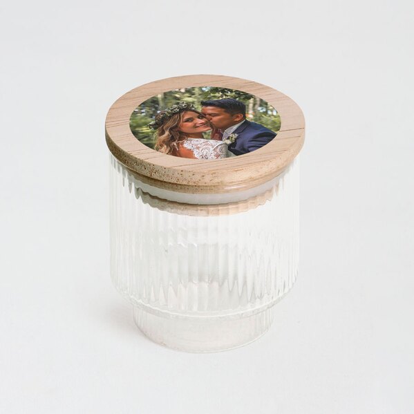 potje in geribbeld glas met foto en houten deksel TA01955-2400002-15 1