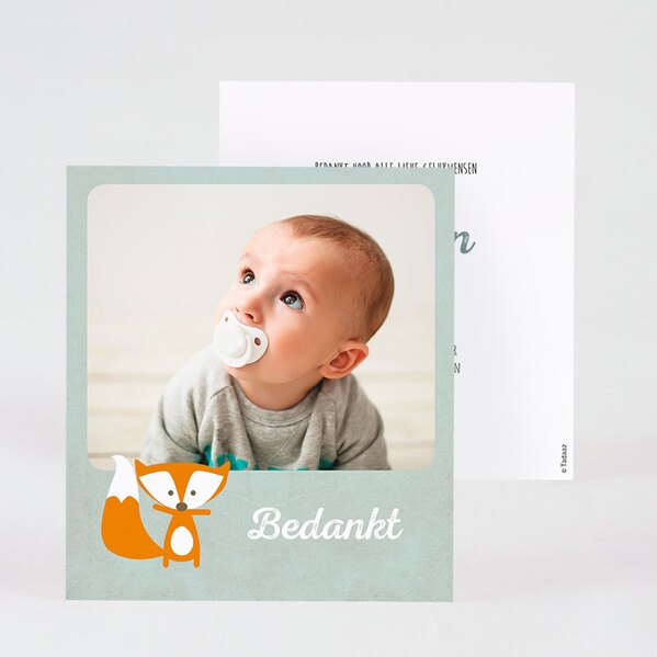 baby bedankkaartje mintgroen met vosje en foto TA0517-1700006-15 1