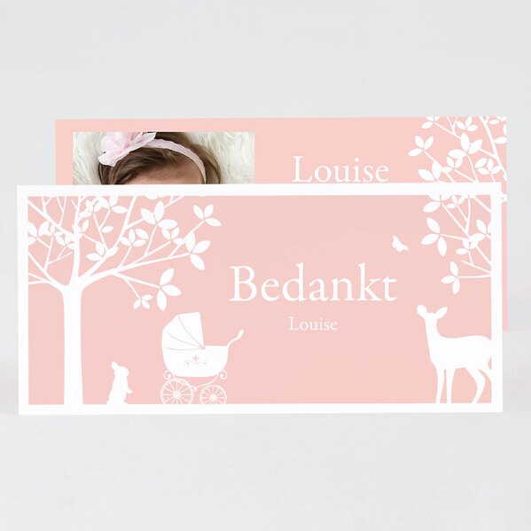 roze baby bedankkaart silhouet bos en foto TA0517-1700016-15 1