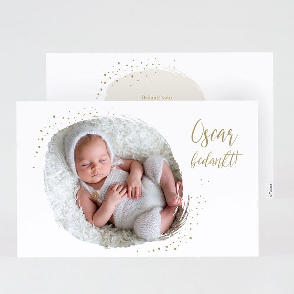 geboorte bedankkaart met foto in kader met verfeffect TA0517-1900002-15 1