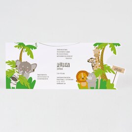 vrolijk drieluik geboortekaartje met jungledieren TA05500-1800017-15 2