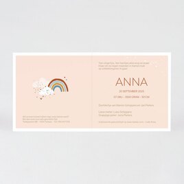 roze geboortekaartje met goudfolie en regenboog TA05500-2000063-15 2