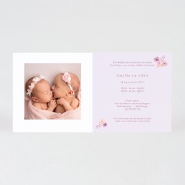 lief geboortekaartje tweeling met bloemen TA05500-2300002-15 2