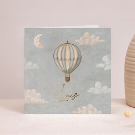 vierkant geboortekaartje met luchtballon en goudfolie TA05500-2300150-15 1