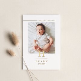 luxe geboortekaartje met foto initiaal en goudfolie TA05500-2300207-15 1