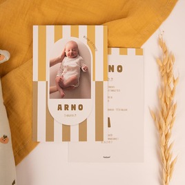 staande geboortekaart met strepen in twee kleuren en foto TA05500-2600118-15 3