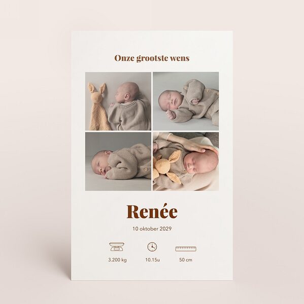 staande geboortekaart met fotocollage en geboortedetails TA05500-2600124-15 1